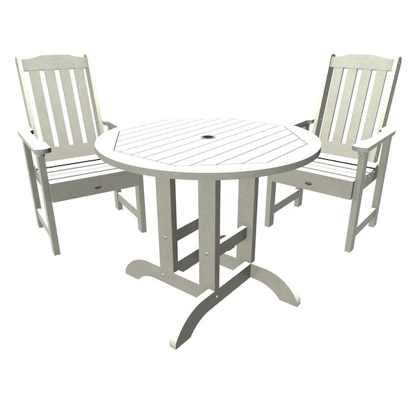 Highwood Usa Lehigh 3pc Round Outdoor Patio Furniture Dining Set AD-DNL36-WHE - main